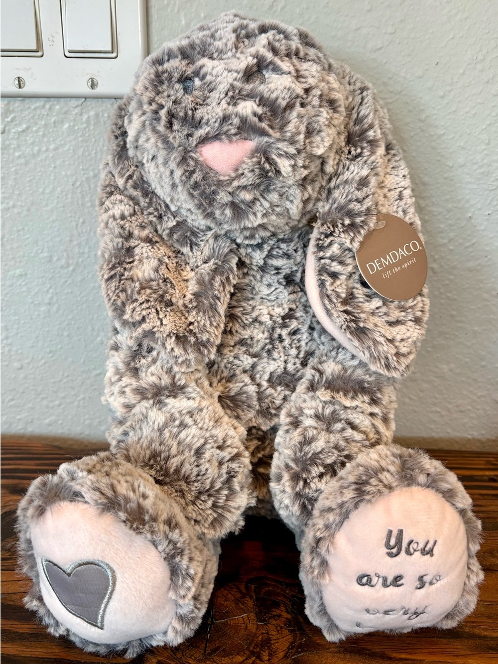 ♥️ DEMDACO Isabella Bunny Plush, “You Are So Loved,” Gray/Pink, BNWT